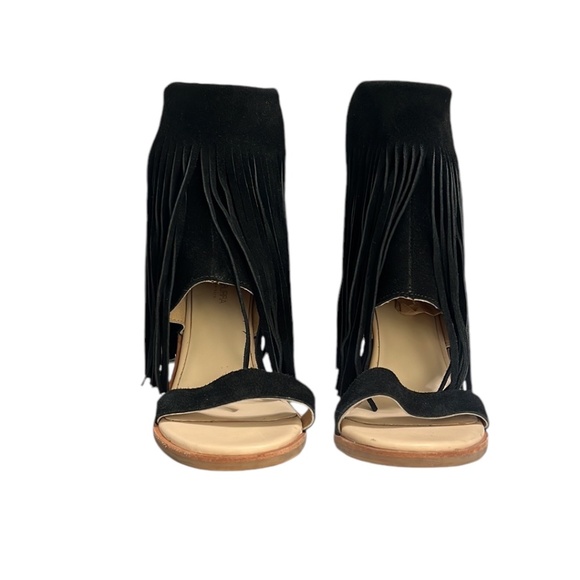 Koolaburra Piaz II Boho Fringe Suede Cut Cuff Heeled Sandals Size 9 - Picture 2 of 11